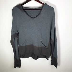 PrAna Hooded Pull Over Sweater Blue Gray Brown M